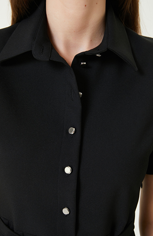 Siyah Kemerli Mini Elbise 