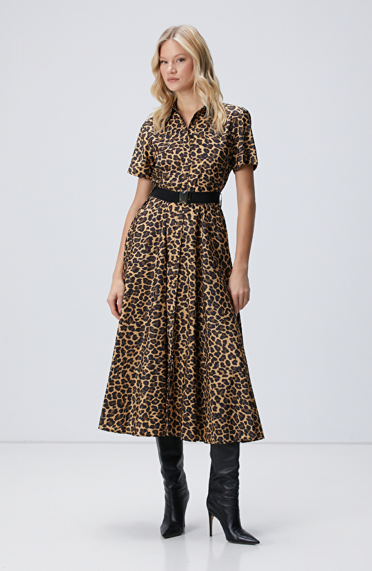 Kahverengi Camel Midi Elbise Kahverengi Camel Midi Elbise