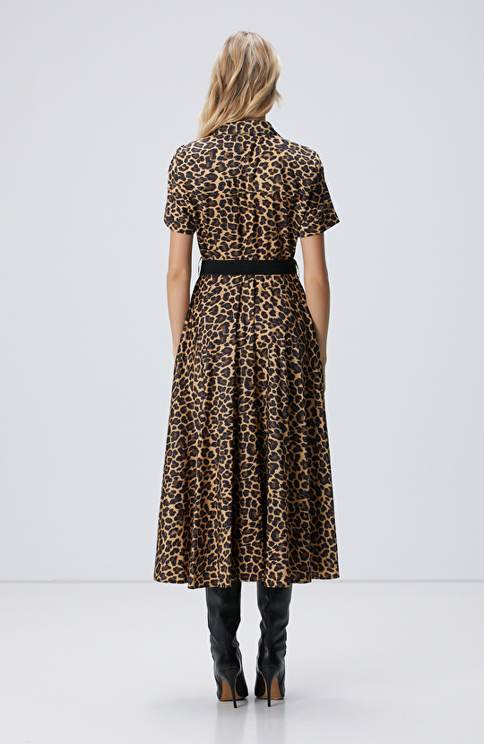 Kahverengi Camel Midi Elbise