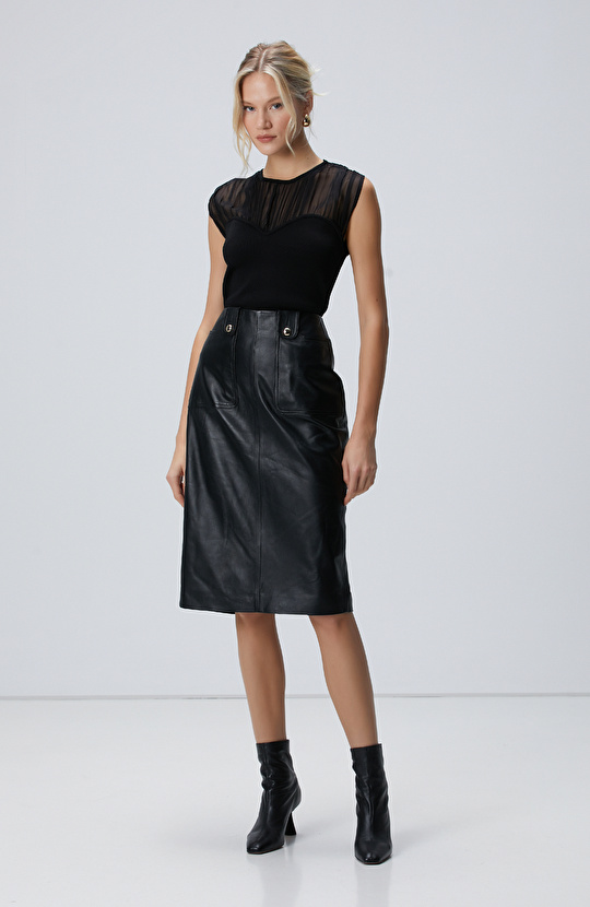 Siyah Deri Etek