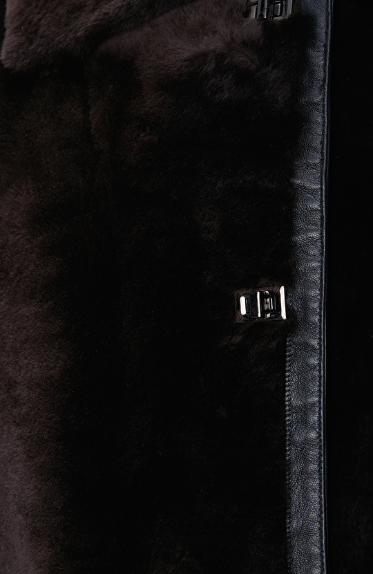 Acı Kahve Biye Detaylı Deri Kaban