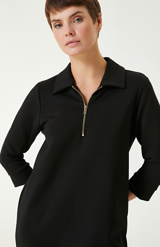 Siyah Mini Örme Elbise