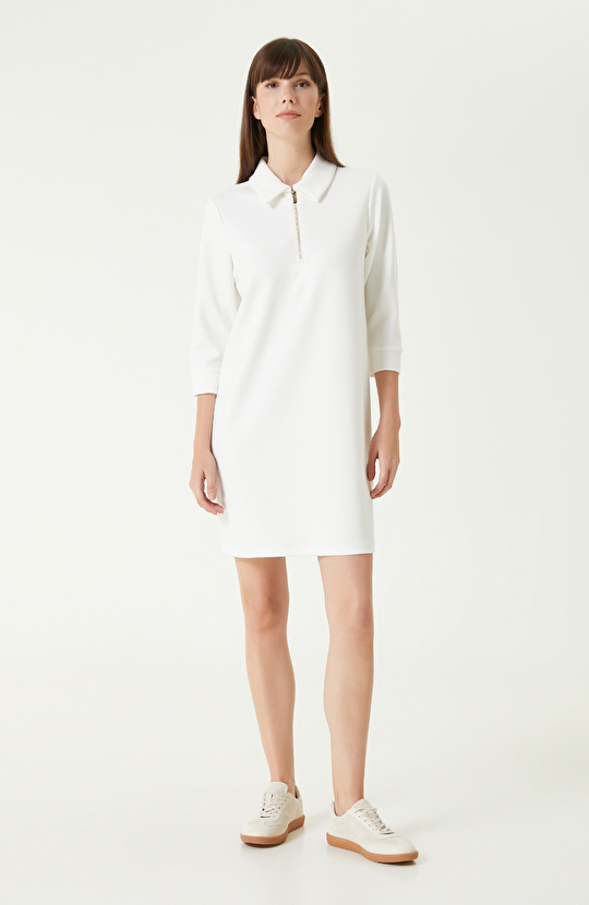 Kırık Beyaz Mini Örme Elbise