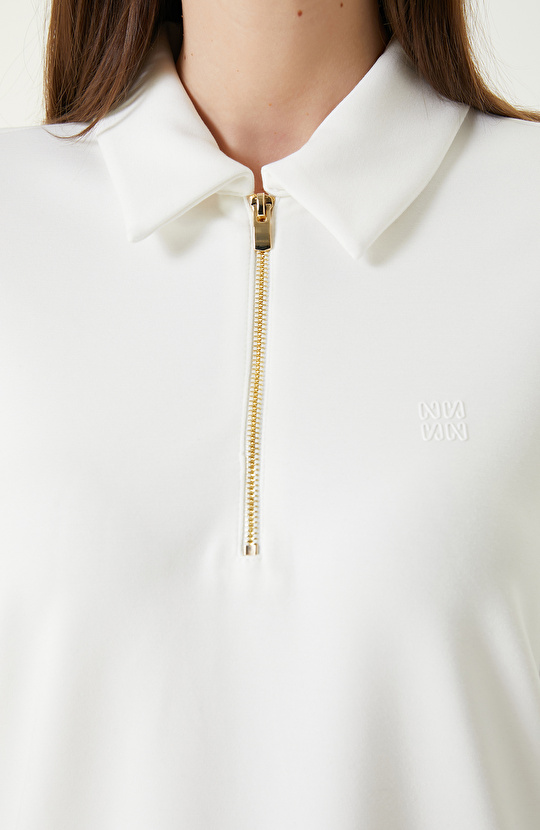 Kırık Beyaz Mini Örme Elbise