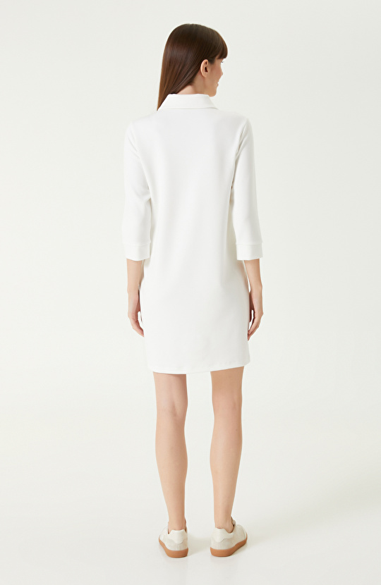 Kırık Beyaz Mini Örme Elbise