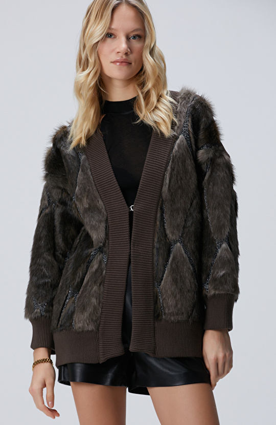 Haki Yün Karışımlı Triko Mont