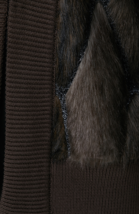 Haki Yün Karışımlı Triko Mont