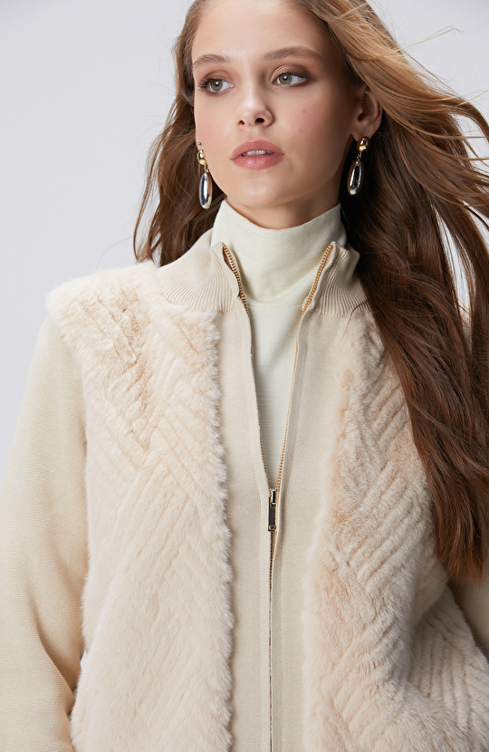 Suni Kürklü Triko Mont