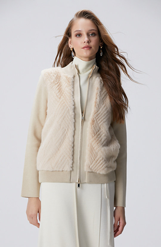 Suni Kürklü Triko Mont