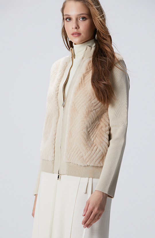 Suni Kürklü Triko Mont