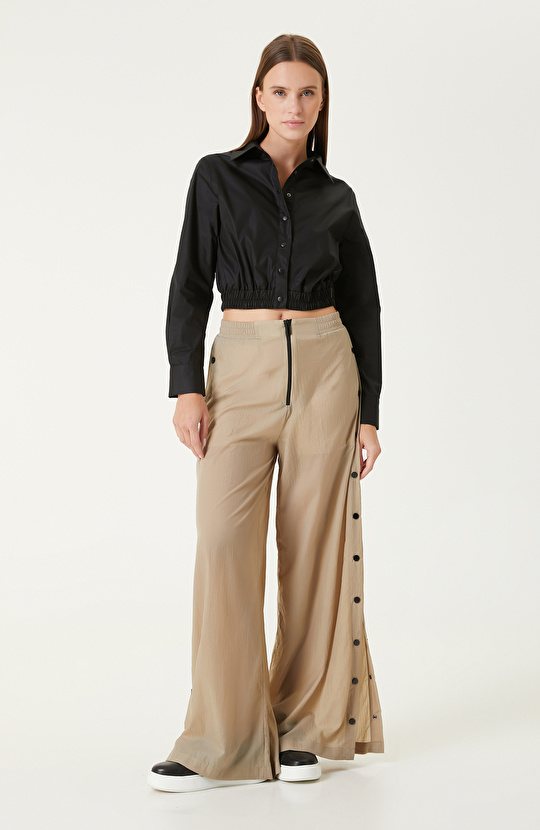 Siyah N-Tech Crop Form Gömlek