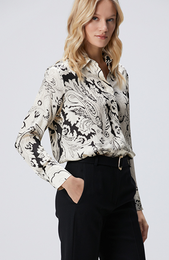 Siyah Bej Desenli Gömlek