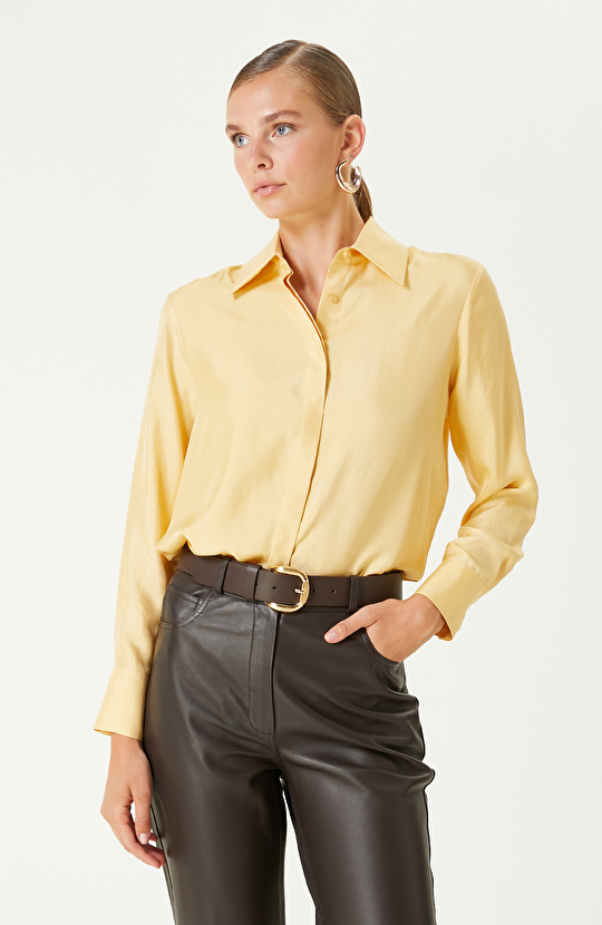 Sarı Limited İpek Twill Gömlek