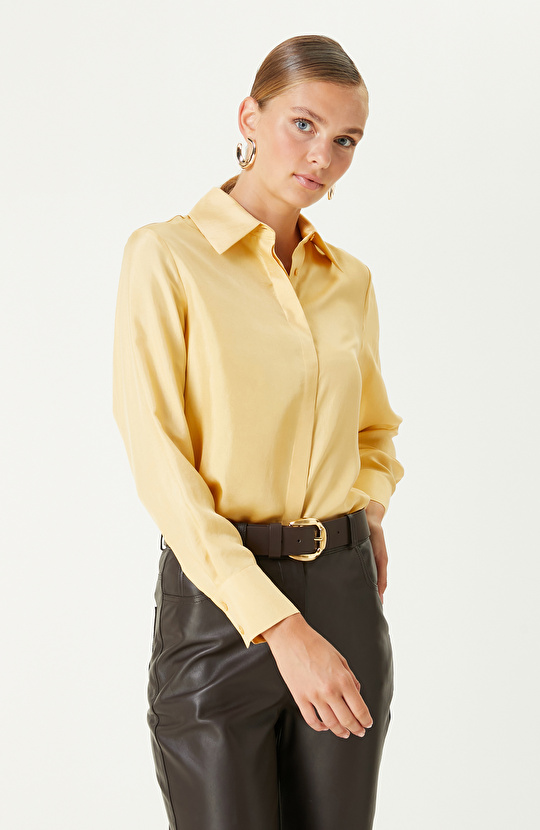 Sarı Limited İpek Twill Gömlek