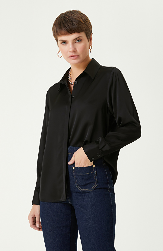 Siyah Saten Gömlek