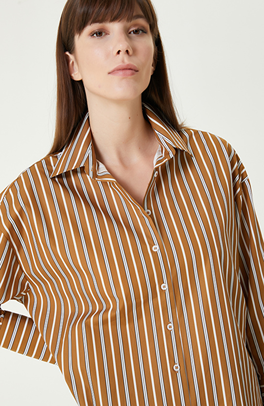 Yağ Yeşili Çizgili Gömlek 