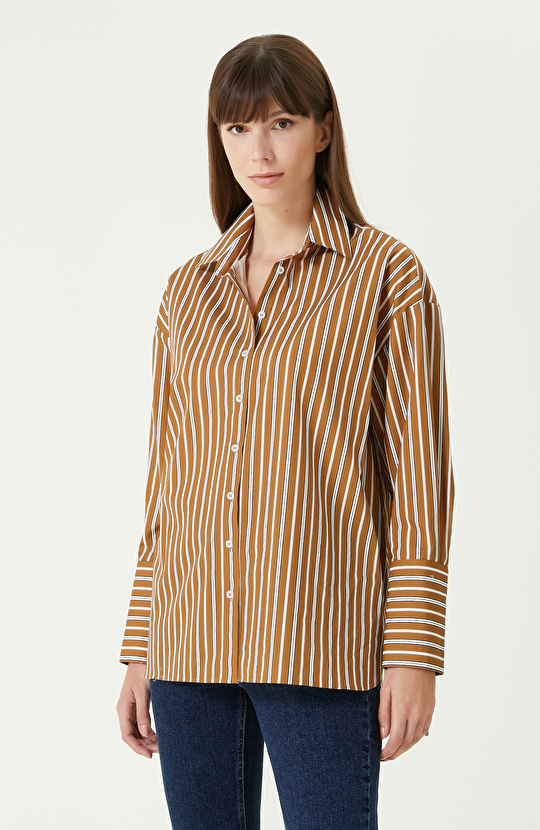 Yağ Yeşili Çizgili Gömlek 