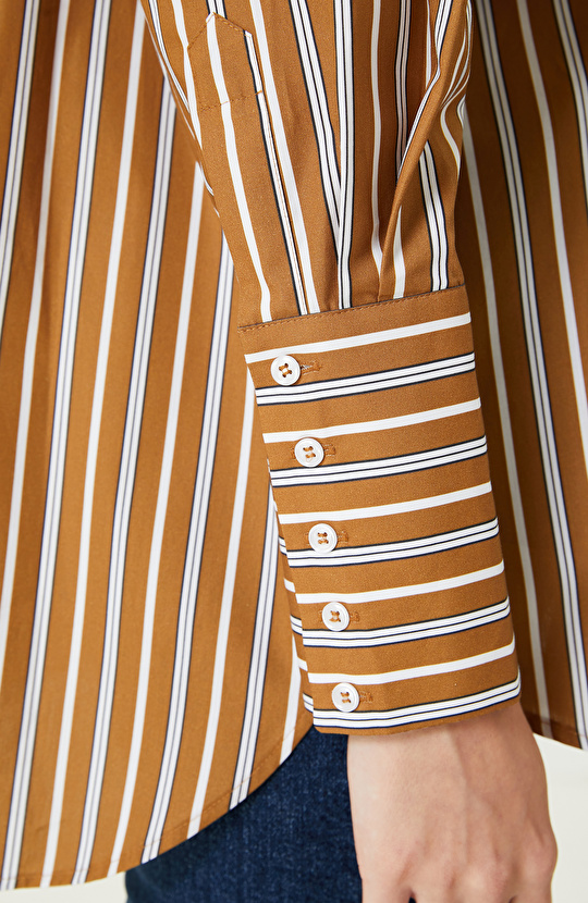 Yağ Yeşili Çizgili Gömlek 