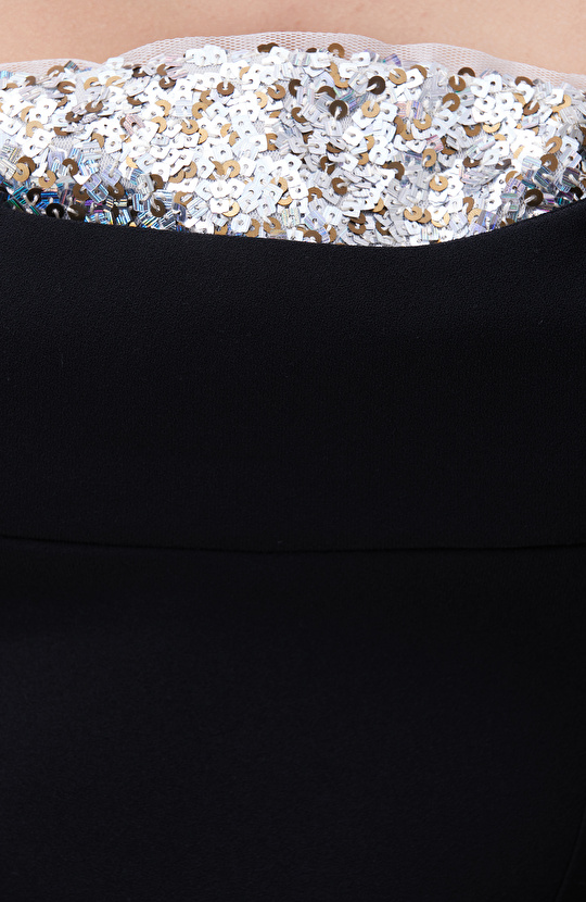 Siyah Taşlı Abiye Elbise