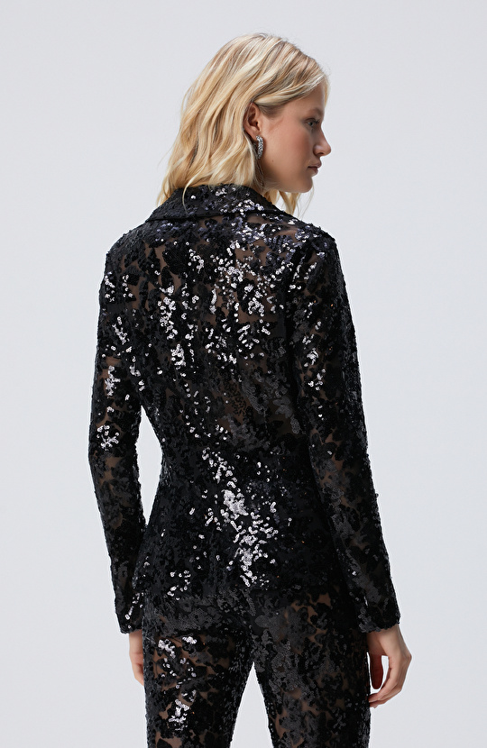 Siyah Payetli Gömlek
