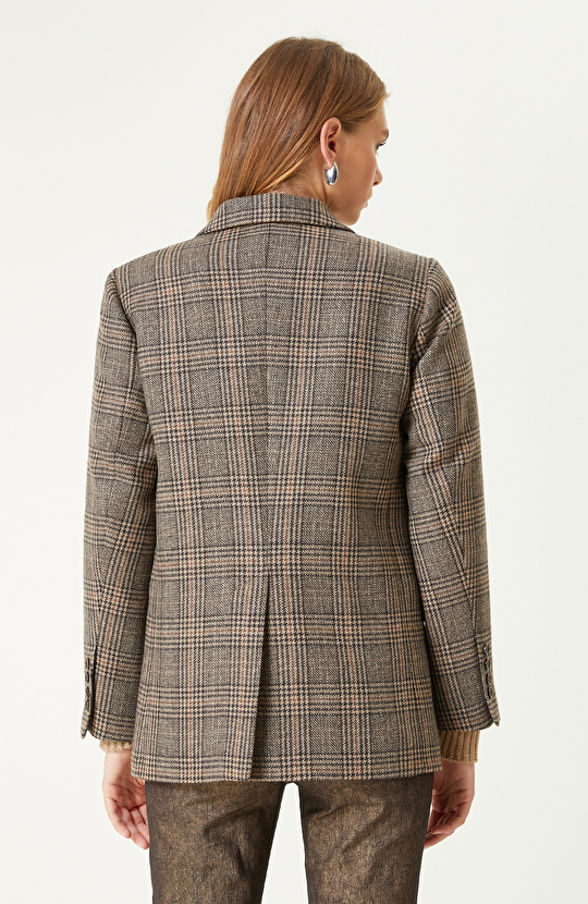 Kahverengi Yün Karışımlı Ceket