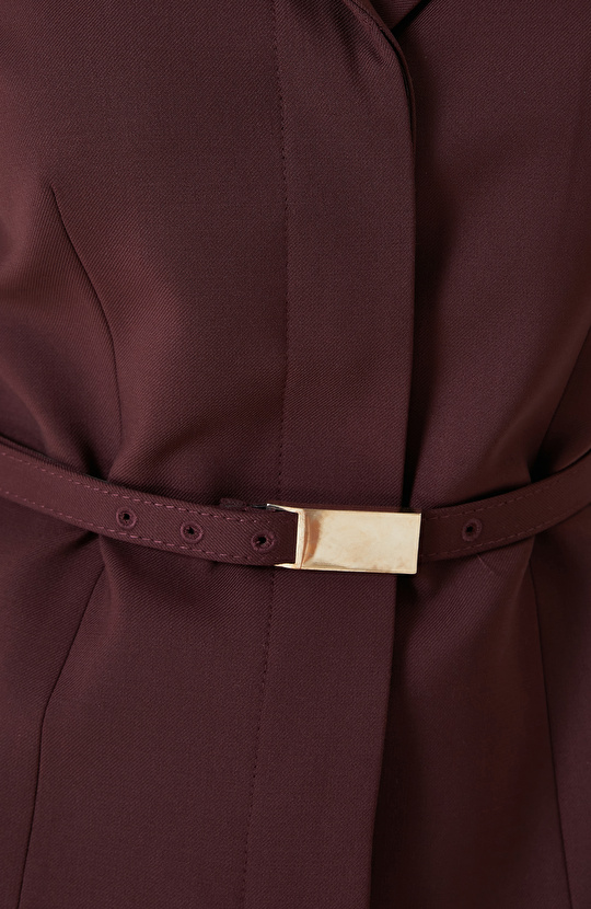 Bordo Yün Karışımlı Ceket