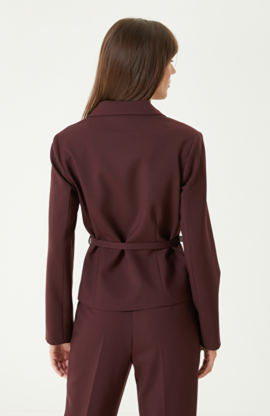 Bordo Yün Karışımlı Ceket