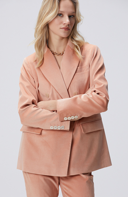 Pembe Limited Fitilli Kadife Ceket