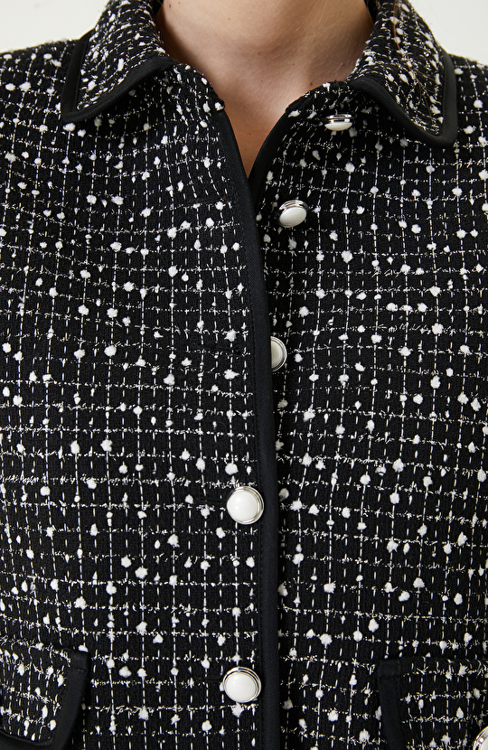 Siyah Beyaz Tweed Ceket