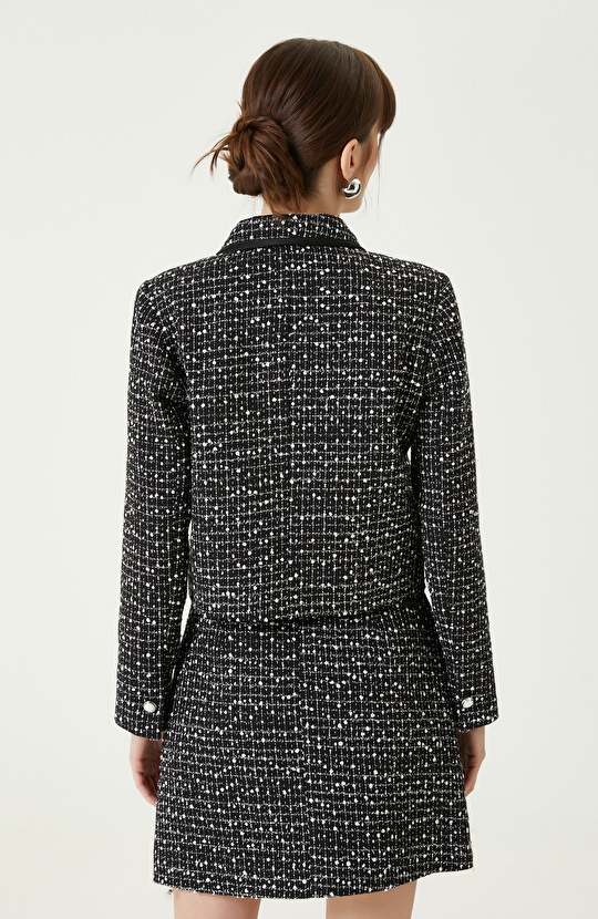 Siyah Beyaz Tweed Ceket