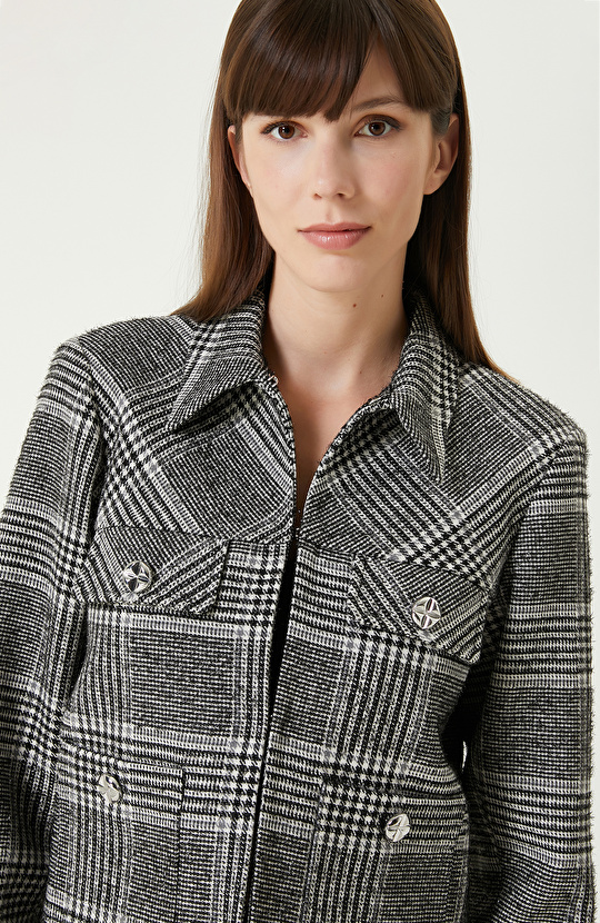 Siyah Beyaz Ekose Ceket