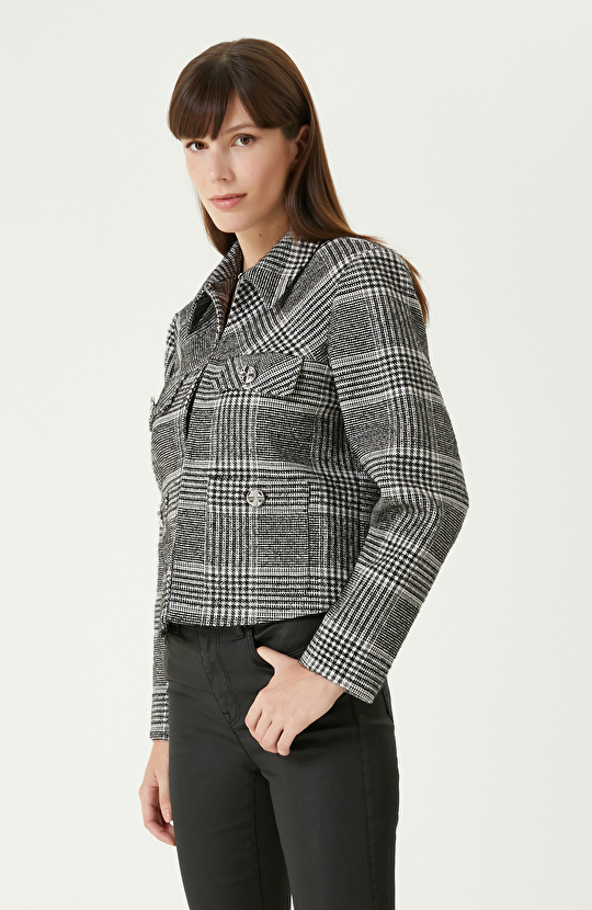 Siyah Beyaz Ekose Ceket