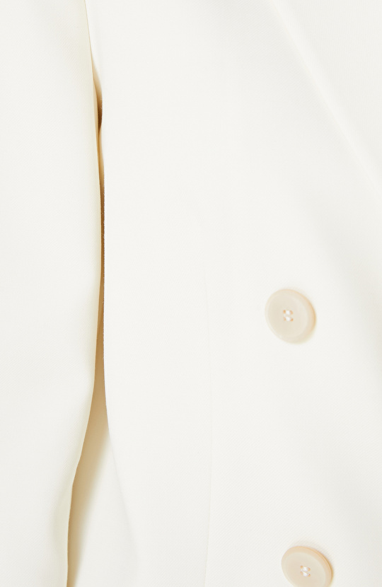 Kırık Beyaz Yün Karışımlı Ceket