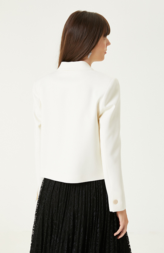 Kırık Beyaz Yün Karışımlı Ceket