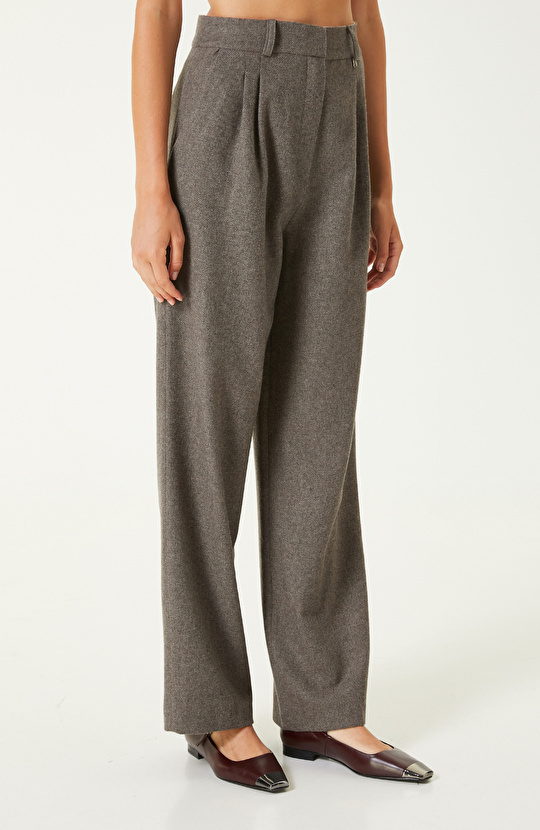 Vizonmelanj Yün Karışımlı Pantolon