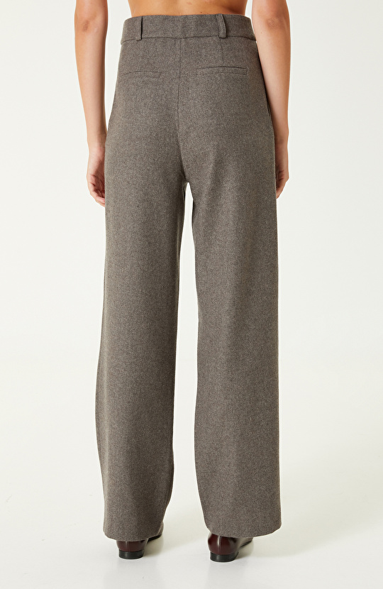 Vizonmelanj Yün Karışımlı Pantolon