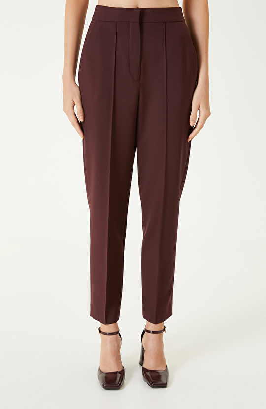 Bordo Yün Karışımlı Pantolon 