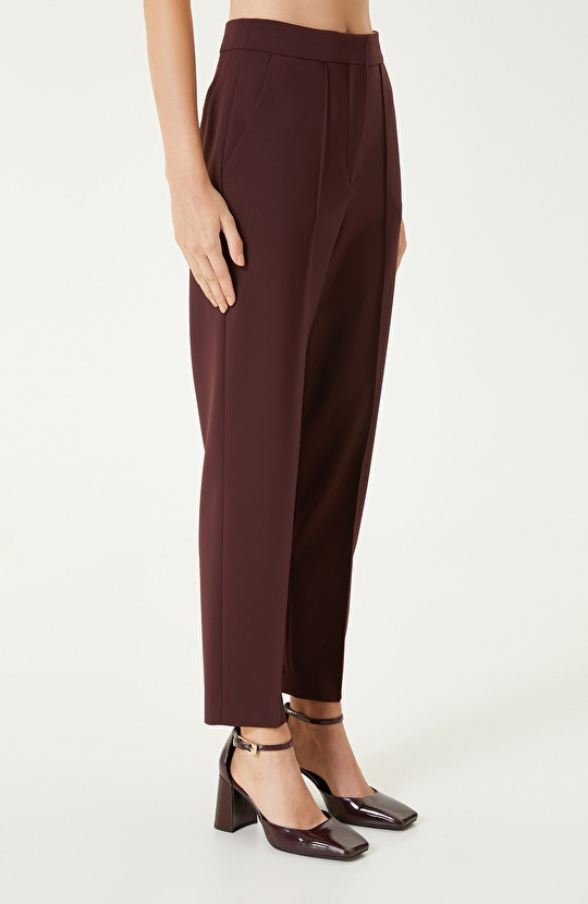 Bordo Yün Karışımlı Pantolon 