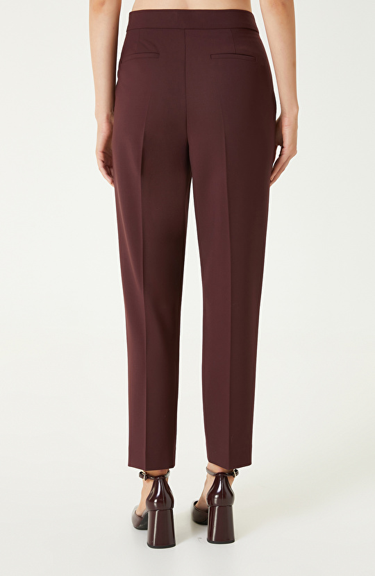 Bordo Yün Karışımlı Pantolon 