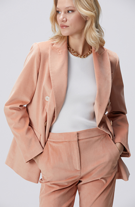 Pembe Limited Fitilli Kadife Pantolon