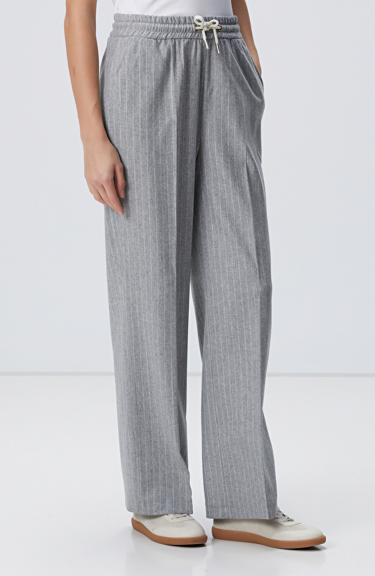 Gri Melanj Yün Karışımlı Pantolon