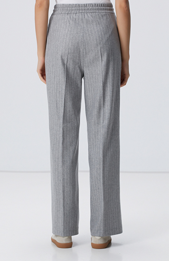 Gri Melanj Yün Karışımlı Pantolon