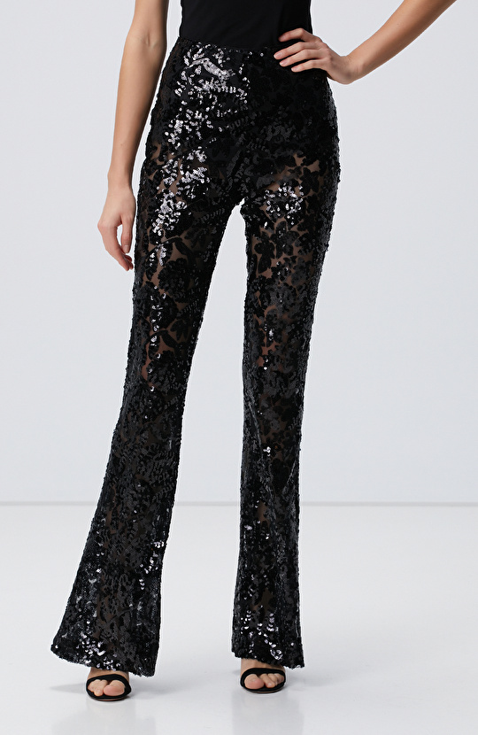 Siyah Payetli Pantolon