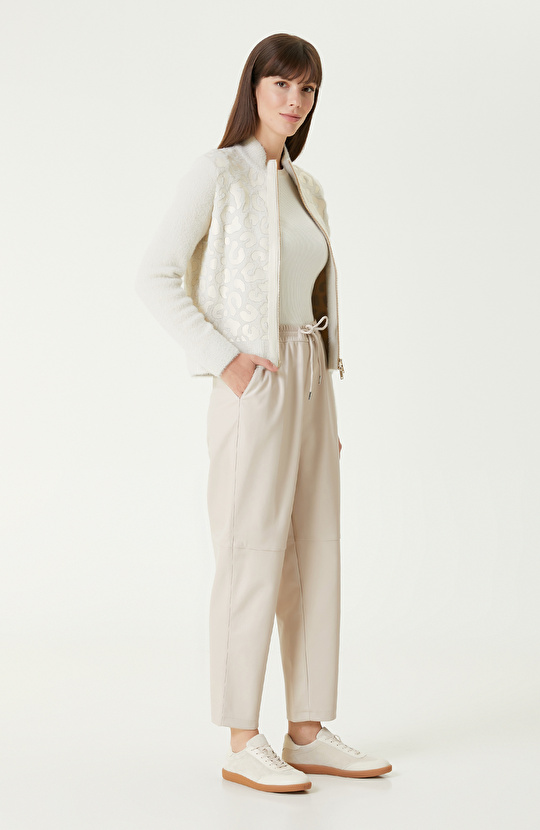 Bej vegan Deri Pantolon