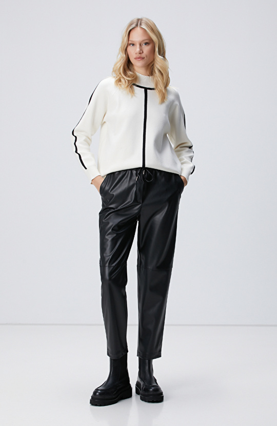 Siyah Vegan Deri Pantolon