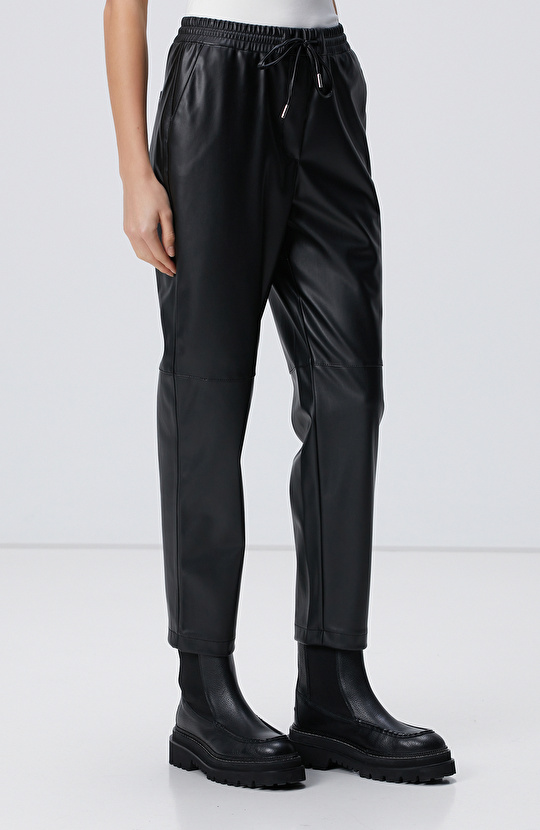 Siyah Vegan Deri Pantolon