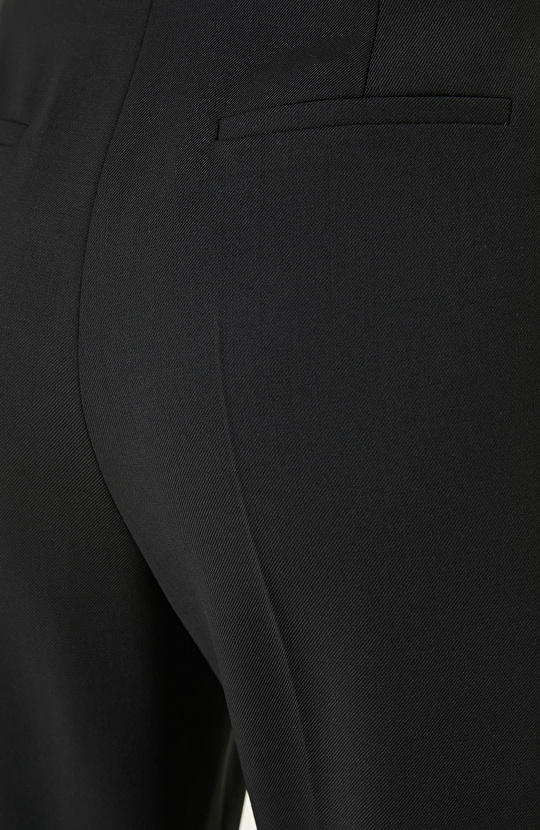 Siyah Yün Karışımlı Pantolon 