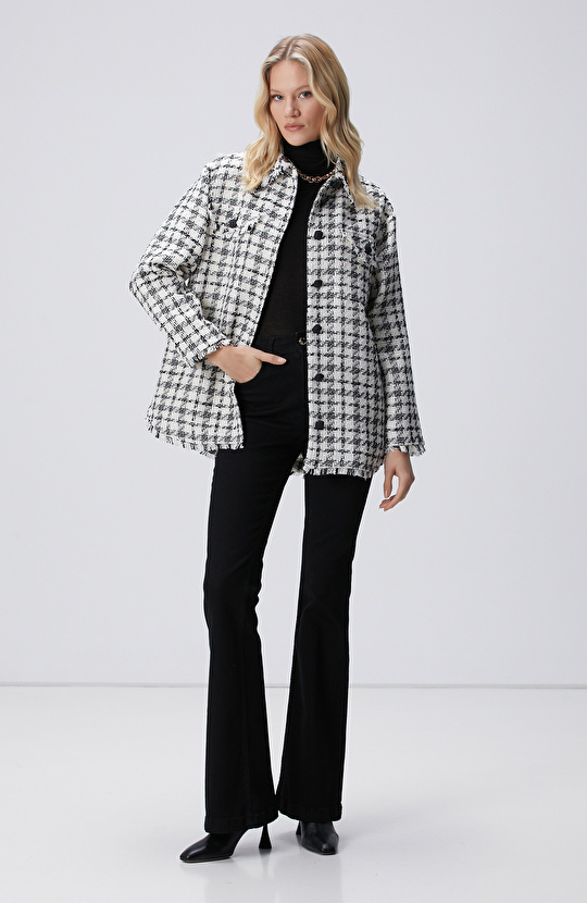 Siyah Kırık Beyaz Dış Gömlek