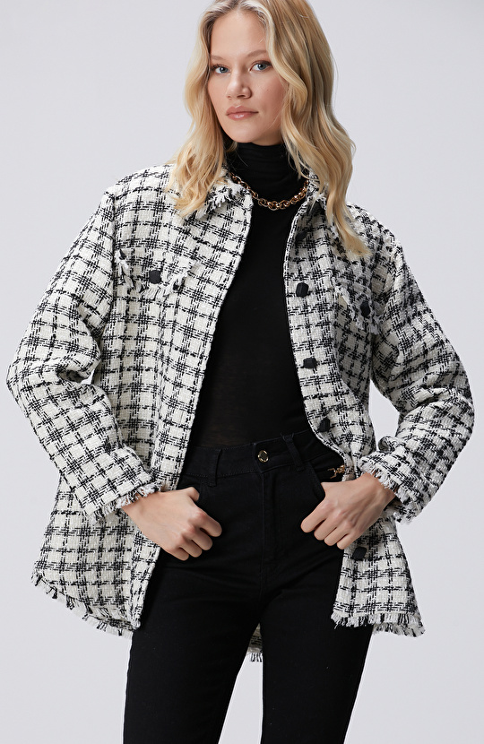 Siyah Kırık Beyaz Dış Gömlek