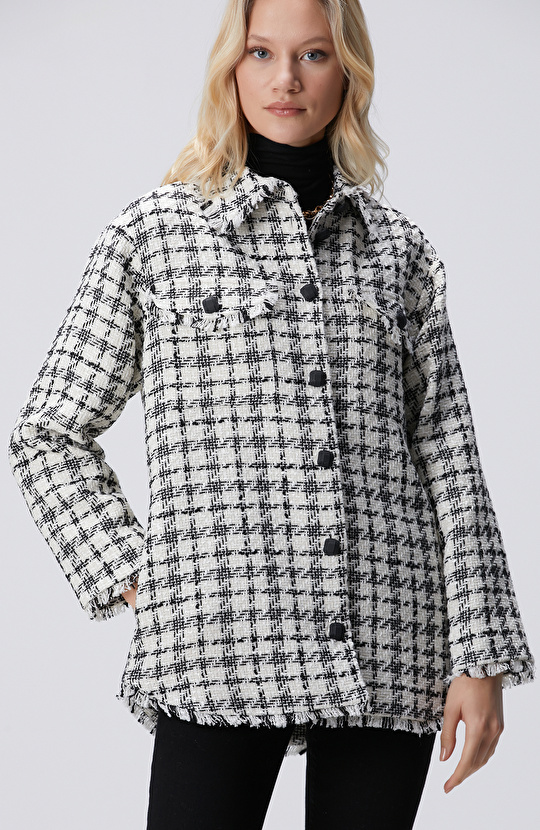 Siyah Kırık Beyaz Dış Gömlek